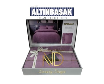 Altınbaşak Jakarlı Saten Çift Kişilik Nevresim Takımı Dıamond Puce