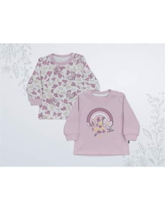 6/18 AY 18415 Kız Butterflyl Flowers 4 Beden 2'in 1Pack Sweat