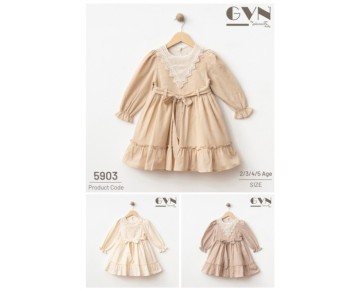 2/5 YAŞ-5903-ÜÇGEN YAKALI ELBİSE