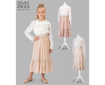 9/12 YAŞ-5945-KEMERLİ ELBİSE