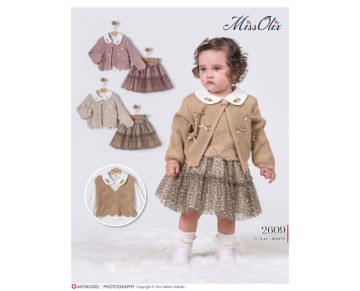 9/24 AY 2609-Yakası baskılı tunik süeter hırka triko takım tüllü etek