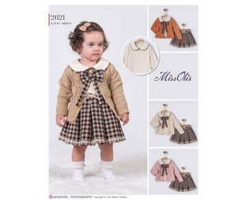 9/24 AY 2621-yakası kıl biyeli tunik triko hırka ekose etek