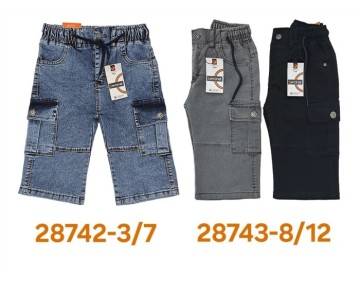 8/12 YAŞ-28743-FATİH LASTİKLİ YAN CEP KOT KAPRİ