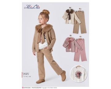 7/10YAŞ  -2617-badi-peluş yakalı triko-pft pantalon