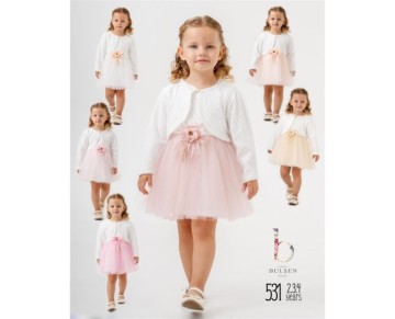 2/4 yaş 531 BAKLAVA SİMLİ BOLEROLU ELBİSE