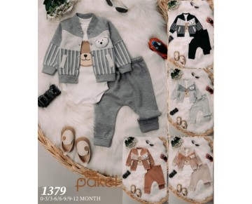 3/12 AY 1379-ÇİZGİLİ WAFFLE ÜÇLÜ TKM