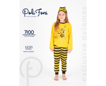 7/10 YAŞ 7100-ARI DESEN 4LÜ SERİ PIJAMA TAKIM