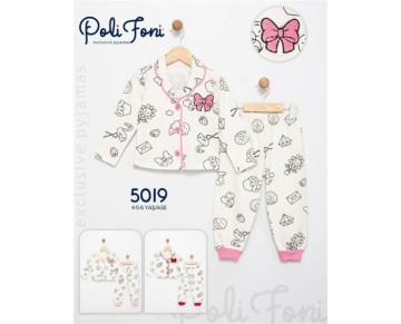 4/6 YAŞ 5019-FİYONKLU SÜZENELİ YAKALI PİJAMA TAKIM