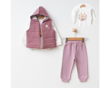 9/18 ay 656-ÇİÇEKLİ MÜSLİN YELEKLİ 3 LÜ TKM