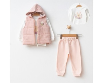 9/18 ay 656-ÇİÇEKLİ MÜSLİN YELEKLİ 3 LÜ TKM