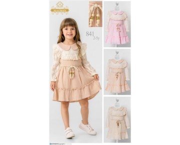 2/5 yaş -841-DANTELLİ KOLLU ELBİSE