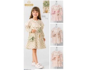 2/5 yaş 846-ÇİÇEKLİ DANTELLİ ELBİSE