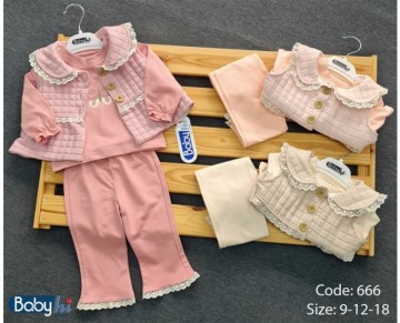 9/18 ay 666-KELEBEKLİ KAPİTONE KIZ YELEKLİ 3LÜ TKM