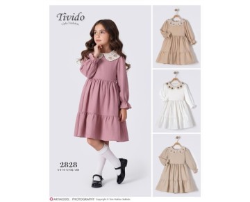 6/12 YAŞ-2828-Yakalı Elbise