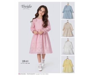 6/12 YAŞ YAŞ-2841-Çiçekli Elbise