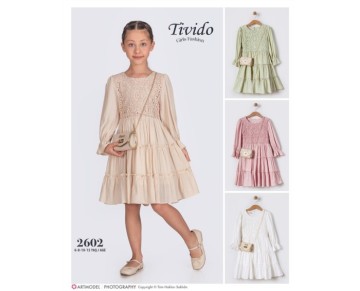 6/12 YAŞ-2602-Çantalı Elbise