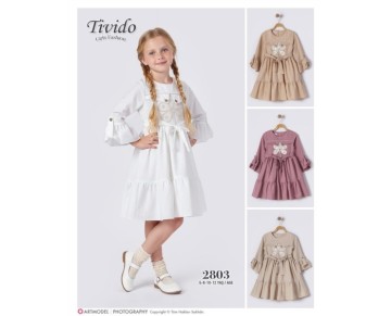 6/12 YAŞ-2803-Çiçekli Elbise