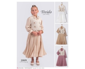 10/16 YAŞ-2809-Yelekli Elbise