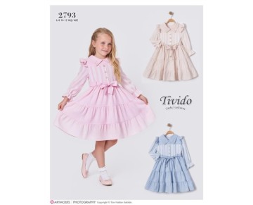 6/12 YAŞ-2793-Düğmeli Elbise