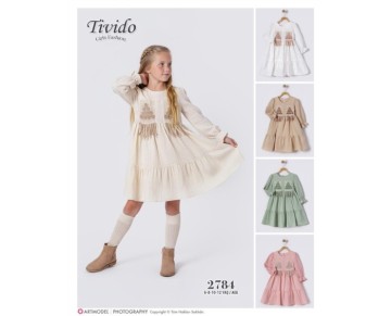 6/12 YAŞ-2784-Kuşaklı Elbise