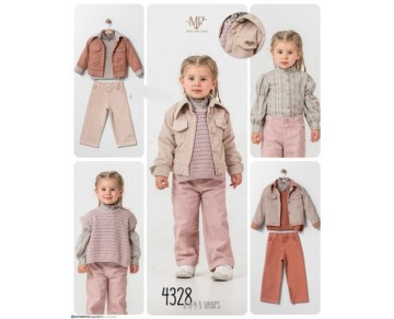 2/5 yaş 4328-KADİFE CEKETLİ TRİKOLU DÖRTLÜ TKM