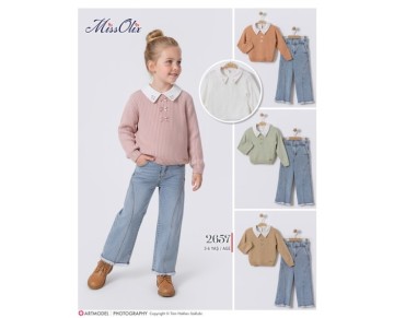 3/6 YAŞ-2657-müslin tunik-triko kazak-kot pantalon