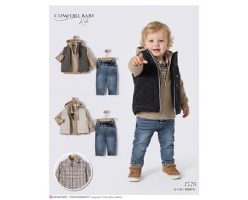 9/24 AY 1528-KAPÜŞONLU TRİKOLU YELEKLİ DÖRTLÜ ERKEK TAKIM