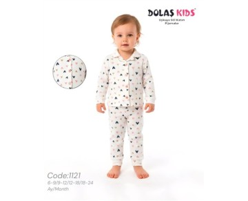 9/24 AY-1121-RENKLİ KALPLİ AYLIK PİJAMA TAKIM