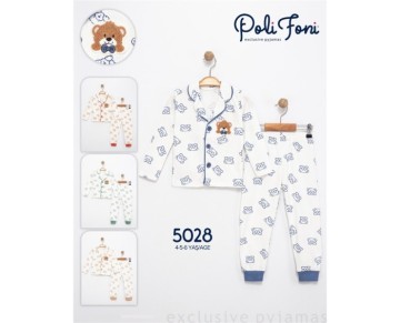 4/6 yaş 5028-SÜZENE AYICIKLI YAKALI PIJAMA TAKIM