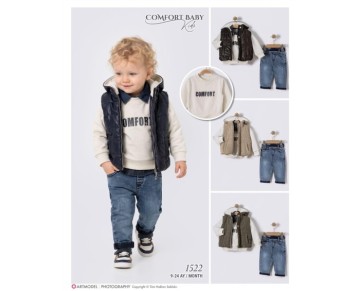 9/24 AY-01522-KAPÜŞONLU YELEKLİ KOT GÖMLEKLİ DÖRTLÜ ERKEK TAKIM