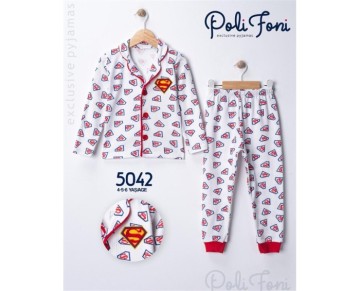4/6 YAŞ 5042-SÜPERMAN SÜZENELİ YAKALI PİJAMA TAKIM
