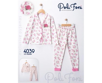 1/3 YAŞ 4039-GÜLLÜ SÜZENELİ YAKALI PİJAMA TAKIM