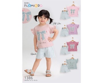 6/24 ay 1386-YAZLIK ÇİZGİLİ ŞORTLU FİYONK NAKIŞLI TAKIM