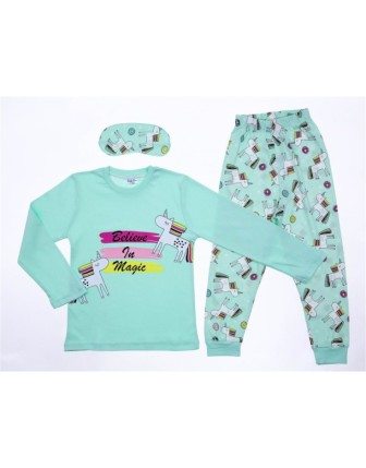 7/10 YAŞ 7040-UNICORN MAGIC 4LÜ PİJAMA TAKIM