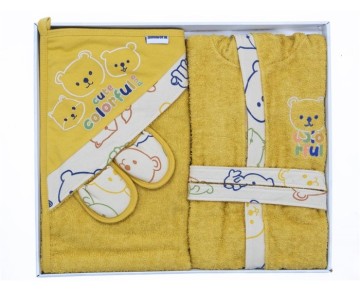 0/12 AY 18565 Erkek Colorful and Cute Bornoz Set