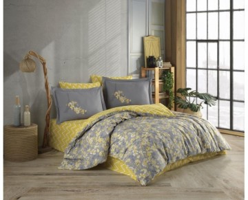 Hobby Çift Kişilik Poplin Nevresim Alanza Sarı