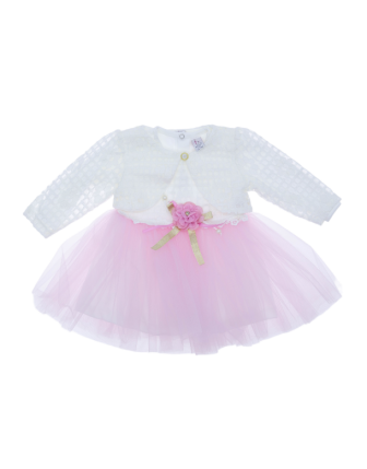 9/18 AY 464 ÖNÜ KARE PAPATYA DANTELLİ BOLEROLU ELBİSE