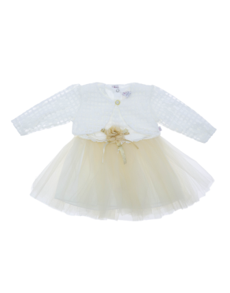 9/18 AY 464 ÖNÜ KARE PAPATYA DANTELLİ BOLEROLU ELBİSE