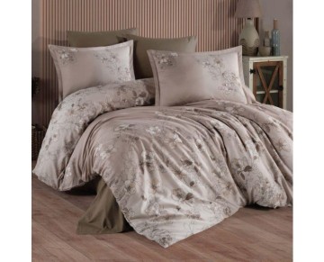 Clasy Pamuk Saten Çift Kişilik Nevresim Takımı Sindarin v1 Kahve