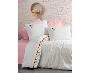 Cotton Box Brode Ranforce Çift Kişilik Nevresim Takımı Mina Pembe