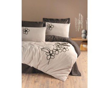 Cotton Box Brode Ranforce Çift Kişilik Nevresim Takımı Panos Kahve