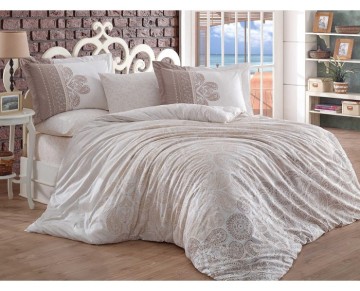 Hobby Çift Kişilik Poplin Nevresim İrene Bej