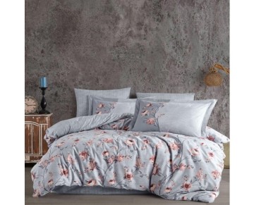 Hobby Çift Kişilik Poplin Nevresim Takımı Benita Gri