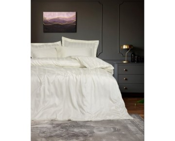 Cotton Box Çift Kişilik Smart Stripe Bambu Saten Nevresim Takımı Bej