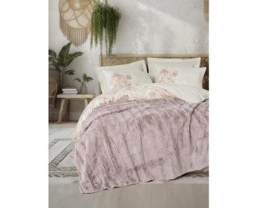Cotton Box Trim Çift Kişilik Battaniyeli Nevresim Takımı Suave Pudra