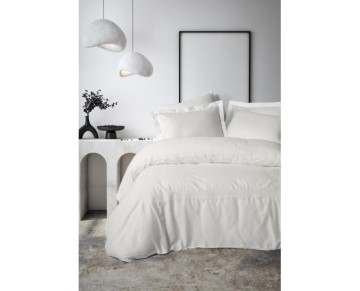 Cotton Box Brode Nakışlı Çift Kişilik Saten Nevresim Takımı Galant Beyaz