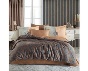 Hobby Çift Kişilik Saten Nevresim Lotus Bronz