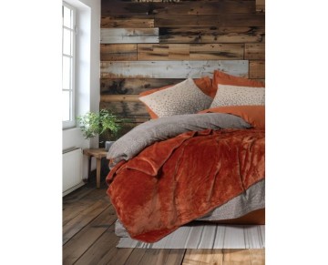 Cotton Box Oyster Çift Kişilik Battaniyeli Nevresim Takımı Tarçın