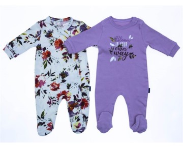 3/6 AY 18587 Kız Messy Flower 2 Beden 2'in 1 Pack Patikli Tulum