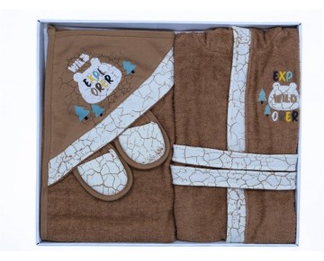 0/3 AY 18569 Erkek Crack Pattern Bornoz Set